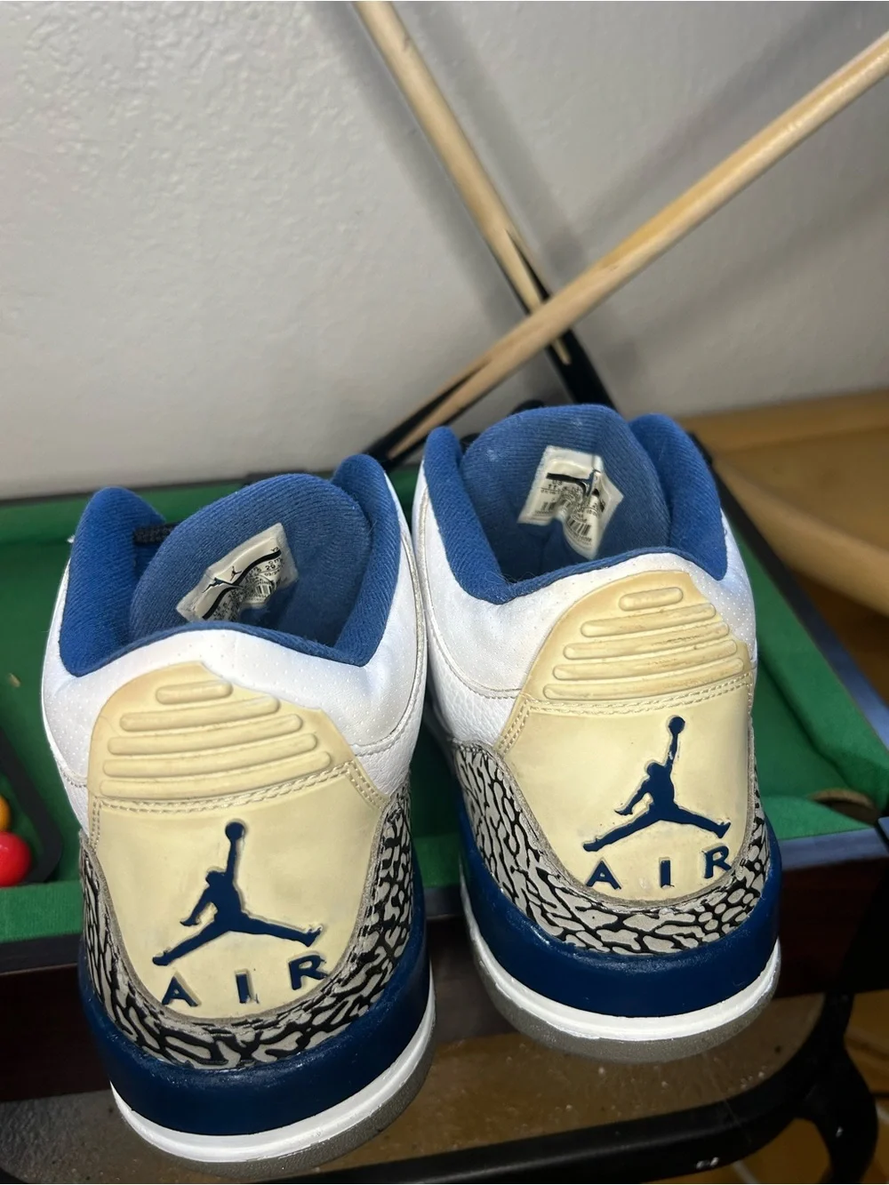 Jordan White/Black Retro Basketball Sneakers with Cement Print 2011